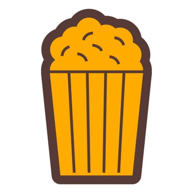 Patlamış mısır kovası ikonu. Web için sinema film vektör simgelerinin basit çizimi