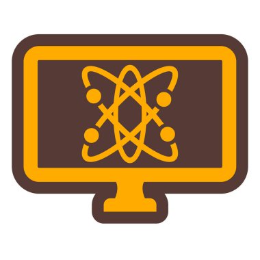 Atomla bilgisayar monitörü. Web simgesi basit illüstrasyon