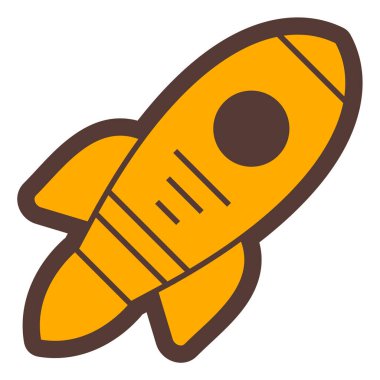 Roket. Web simgesi basit illüstrasyon