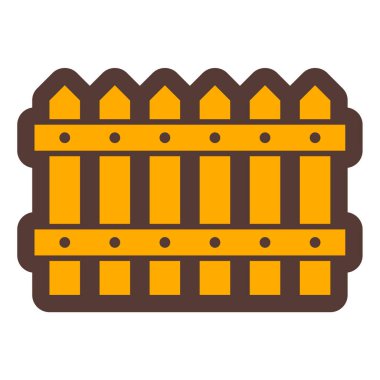 Çit simgesi. Ağ için ahşap kapı vektör simgelerinin basit çizimi