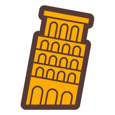 Çizgi film stili izole edilmiş vektör illüstrasyonunda pisa katedral simgesi