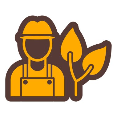 kalkan ve bitki vektör çizim tasarımı ile çalışan işçiler