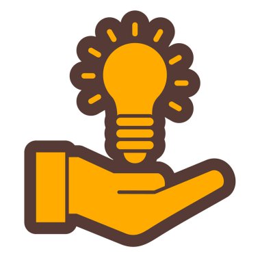 El ele tutuşan ampul, vektör illüstrasyonu