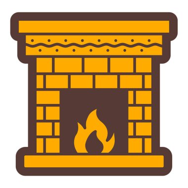 Şömine. Web simgesi vektör illüstrasyonu