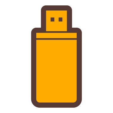 USB flash disk simgesi. Web tasarımı için basit bilgisayar vektör simgeleri çizimi