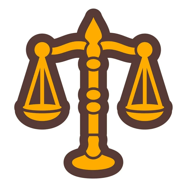 Концепція Права Правосуддя Представлена Значком Балансу Ізольована Плоска Ілюстрація — стоковий вектор