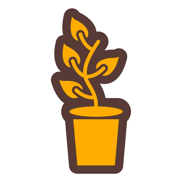 Pflanzkübel Symbol Umriss Topfpflanze Vektor Illustration Auf Weißem Hintergrund — Stockvektor