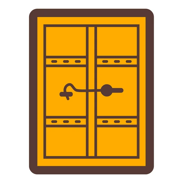 ドアのアイコン ウェブ用木製キャビネットのベクトルアイコンの概要図 — ストックベクタ
