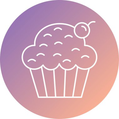 cupcake simgesi, vektör illüstrasyonu