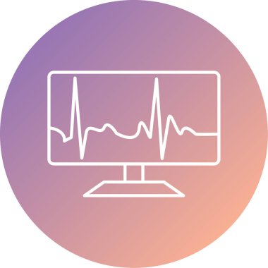 ecg vektörü düz çizgi simgesi
