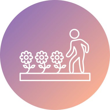 Çiçek ikonlu güzel bir manzaranın çizimi