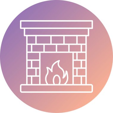 Şömine. Web simgesi basit illüstrasyon