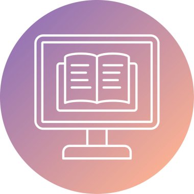 Bilgisayar monitöründe kitap simgesi, vektör illüstrasyonu