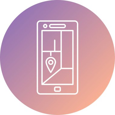 GPS vektör çizgisi simgesine sahip cep telefonu