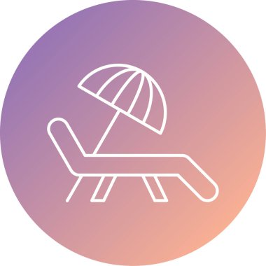 Şemsiye ikon vektör illüstrasyonlu plaj sandalyesi