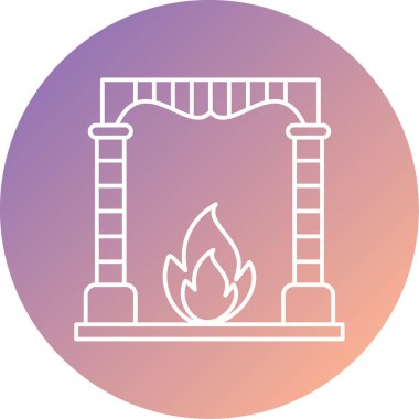 Benzersiz şömine simgesi vektör illüstrasyonu