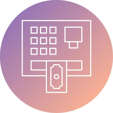 ATM 'de. Web simgesi vektör illüstrasyonu