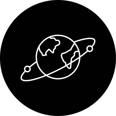 Dünya etrafında yörünge simge vektör illüstrasyonu