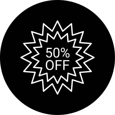 % 50 İndirim simgesi vektör çizimi