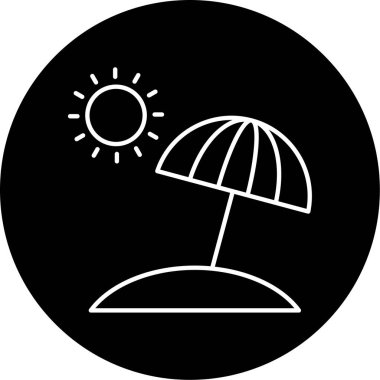 plaj şemsiye ikonu vektör illüstrasyonu