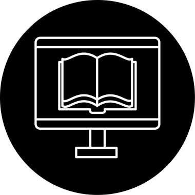 Çevrimiçi Kütüphane simgesi vektör illüstrasyonu