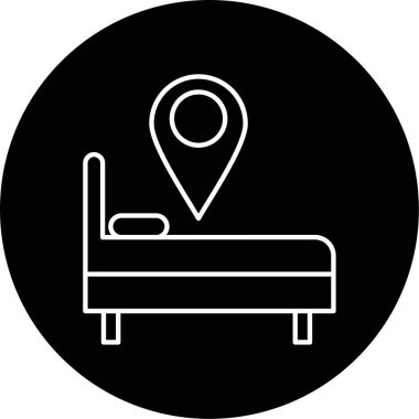 Otel Konumu ikon vektör illüstrasyonu