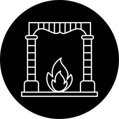 şömine simgesi vektör illüstrasyonu