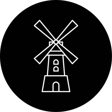  Rüzgar Değirmeni Vektör Kabartma Simgesi Tasarımı 