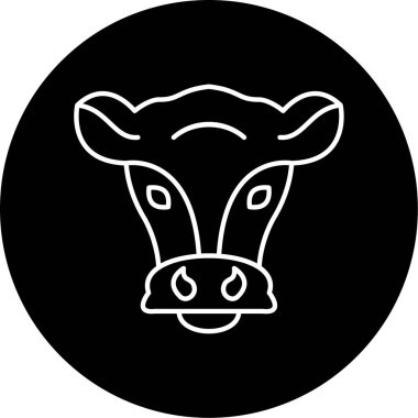 İnek Başı Vektör Kabartma Simgesi Tasarımı 