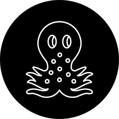 Ahtapot Vektör Kabartma Simgesi Tasarımı 