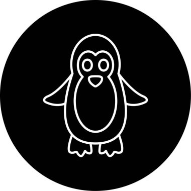 Penguen Vektörü Şekil Simgesi Tasarımı 