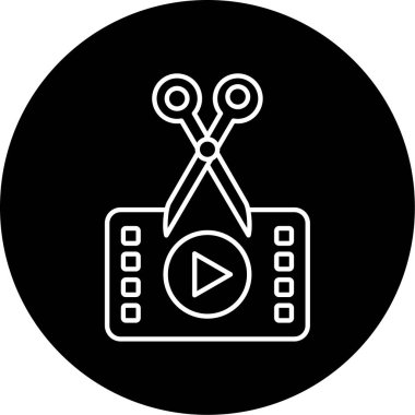 Video Düzenleme Vektörü Glyph Simgesi Tasarımı