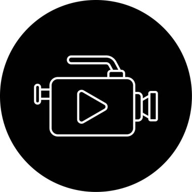 Video Kayıt Vektörü Glyph Simgesi Tasarımı   
