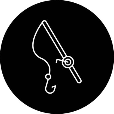 Balıkçı Çubuğu Vektör Kabartma Simgesi Tasarımı