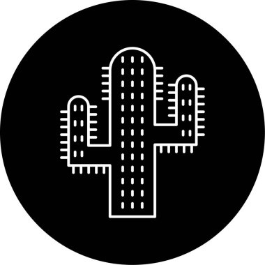 Kaktüs Vektör Kabartma Simgesi Tasarımı