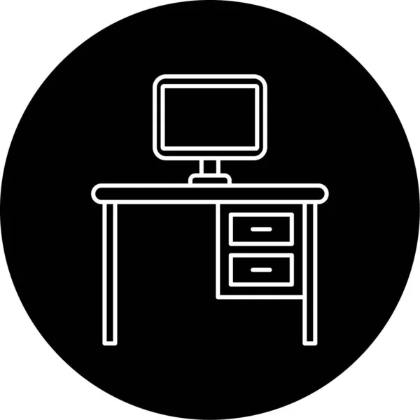 Computer Table Icon Vector Illustration — Stockvektor