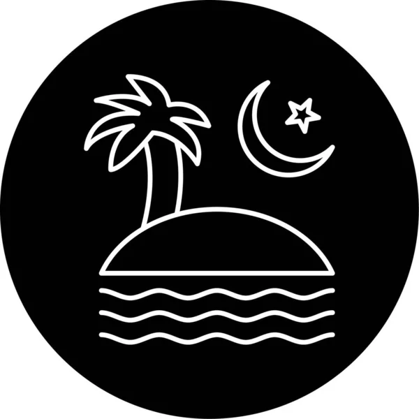 Night Island Vector Glyph Icon Design — Stok Vektör