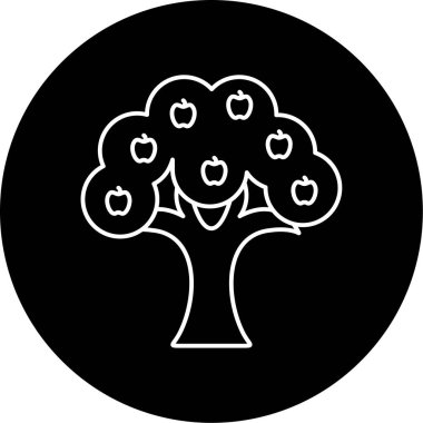 Meyve Ağacı Vektörü Kabartma Simgesi Tasarımı