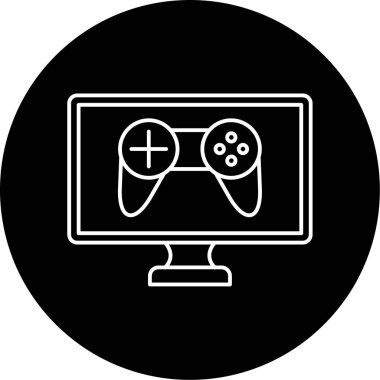 Çevrimiçi Oyun Vektörü Glyph Simgesi Tasarımı