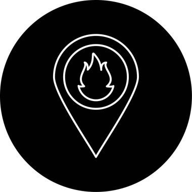 Ateş Konumu Vektör Kabartma Simgesi Tasarımı 