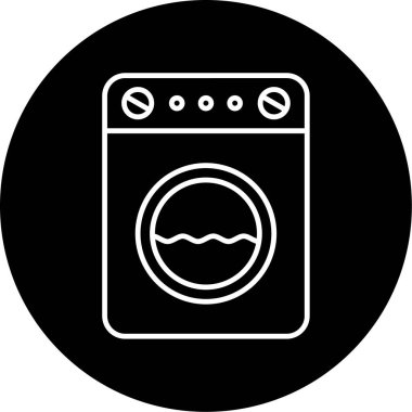 Çamaşır Makinesi Vektörü Kabartma Simgesi Tasarımı 