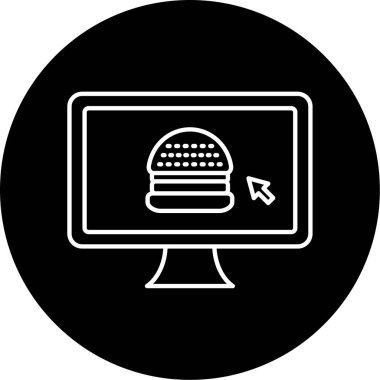 Çevrimiçi Gıda Vektörü Kabartma Simgesi Tasarımı 