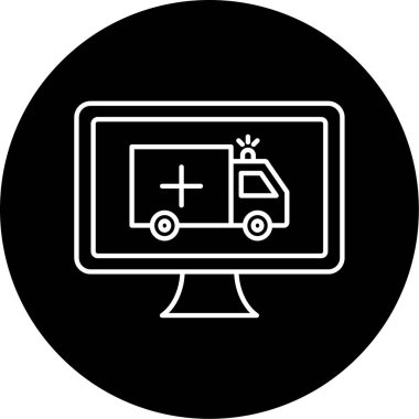 Çevrimiçi Ambulans Vektörü Glyph Simge Tasarımı 