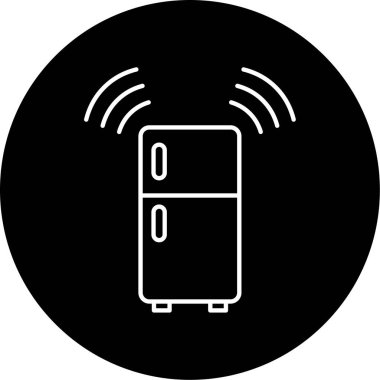 Akıllı Buzdolabı Vektör Kabartma Simgesi Tasarımı 