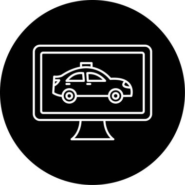 Çevrimiçi Taksi Vektörü Kabartma Simgesi Tasarımı 