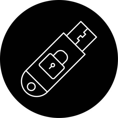 Güvenli Flash Sürücü Vektör Kabartma Simgesi Tasarımı 