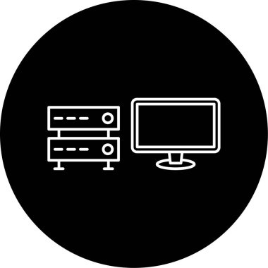 Sunucu Vektörü Kabartma Simgesi Tasarımı İzleniyor 