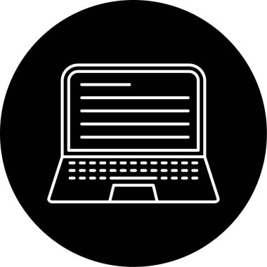 Laptop Dosya Vektörü Glyph Simgesi Tasarımı  