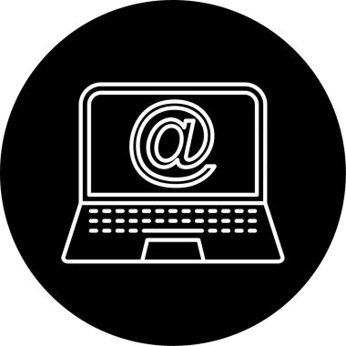 Laptop Gmail Vektör Glyph Simgesi Tasarımı 