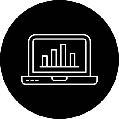  Dizüstü bilgisayar İstatistikleri Vektör Kabartma Simgesi Tasarımı 